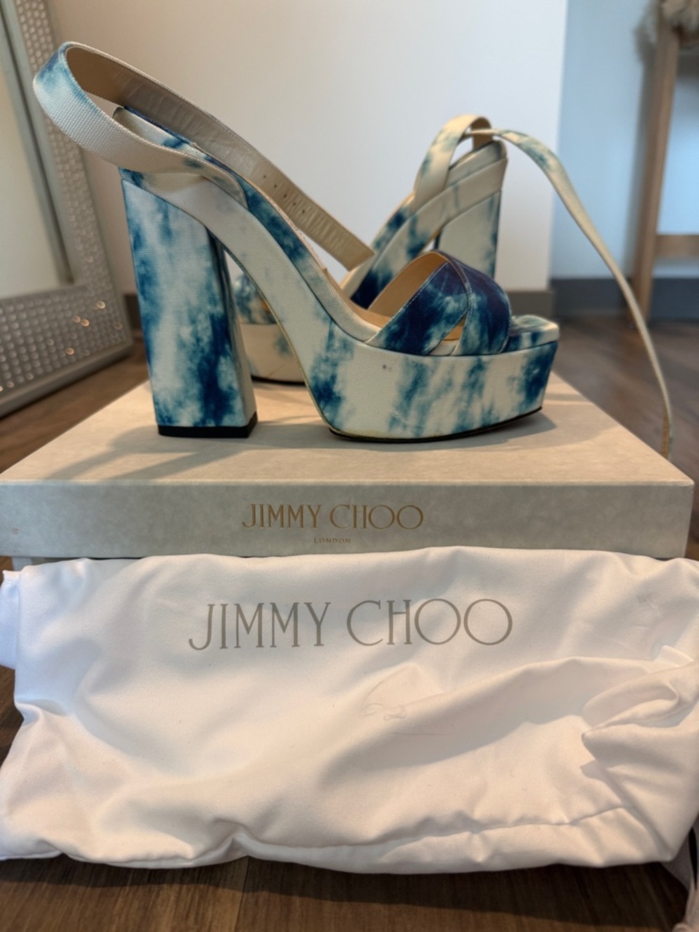 Jimmy Choo Blue Tie-Dye Platform Heels size 37